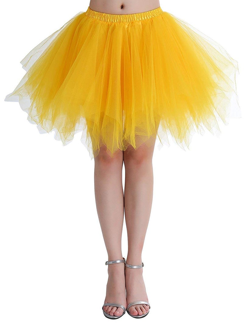 ChicWind Womens Yellow Puffy Tutu Layered Tulle Petticoat Skirt - Image 1